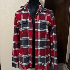 American Eagle Outfitters Red and Black Plaid Shirt Jacket